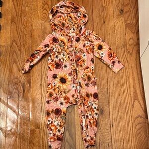Posh Peanut Brigitte Floral French Terry Hooded Baby Romper-12-18M
